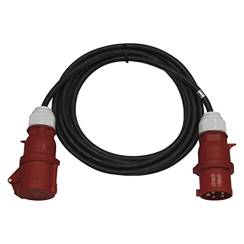 EMOS CEE-Verlängerungskabel 15m 5-polig Stecker, 5X 32 A / 400V / 22 000 W, 4 mm2, IP44 wasserdichtes Gummikabel, Starkstromkabel schwarz von EMOS