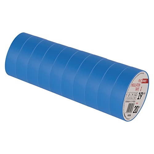 EMOS PVC-Isolierband Blau 10er Pack, 19mm x 20m, 0,13mm Bandstärke, selbstklebend, hohe Spannungsfestigkeit und Anwendungstemperaturbereich, UV-beständig, wasserdichte Verbindung, ohne Textilgewebe von EMOS