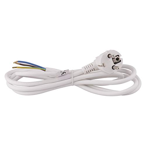 EMOS Bügeleisen-Anschlussleitung 2 m/Zuleitungskabel/Anschlusskabel/Bügeleisenkabel weiß / 3X 1,5 mm / H05VV-F 3G von EMOS