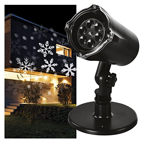 EMOS Schneeflocken LED Projektor, weiße Schneeflocken mit Schneien-Effekt, Fassaden-, Wand- und Mauer-Projektion, IP44, Weihnachtsbeleuchtung für Außen & Innen, 3m Kabel, Schwarz, DCPC04 EMOS Schneeflocken LED Projektor, weiße Schneeflocken mit Schneien-Effekt, Fassaden-, Wand- und Mauer-Projektion, IP44, Weihnachtsbeleuchtung für Außen & Innen, 3m Kabel, Schwarz, DCPC04 von EMOS