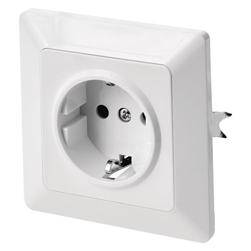 EMOS - Schuko-Steckdose mit erhöhtem Berührungsschutz - Unterputz-Montage - 250 V, 16 A - Einzelsteckdose inkl. Innenleben - IP20 für Innenbereich - weiß (glänzend) von EMOS