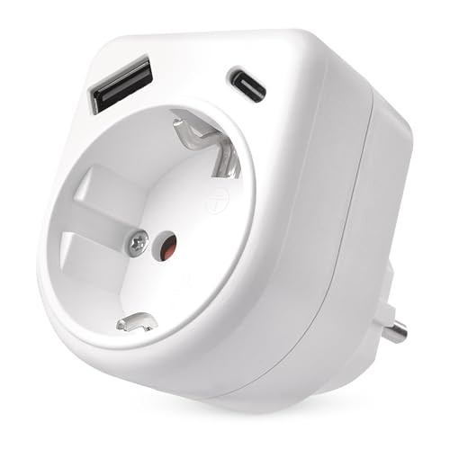 EMOS - Schuko-Steckdosenadapter mit USB Outputs - einfache Steckdose mit USB A und C Anschluss, max. 3 A/15 W - für Innenbereich (IP20) - 250V/16 A/3680 W - weiß von EMOS