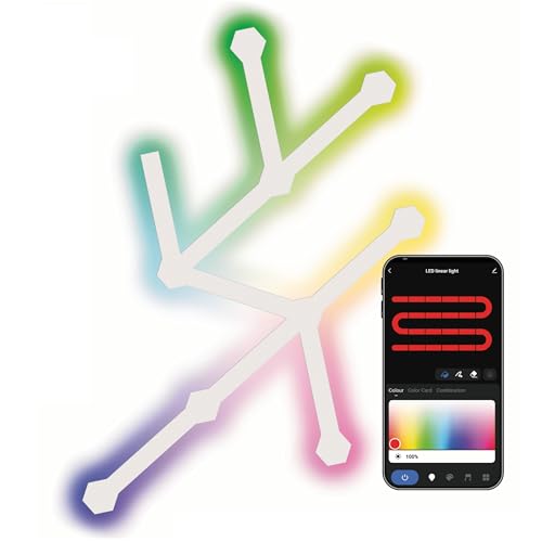 EMOS - Smart RGBIC Gaming-Wandleuchte mit App, 9+9 Segmente - Modular-Beleuchtung - 16+ Mio Farben, Musik-Synchronisation, Sprachsteuerung - 2,4 GHz WiFi-Ambientlicht - 1,5m Kabel und Netzteil - weiß von EMOS