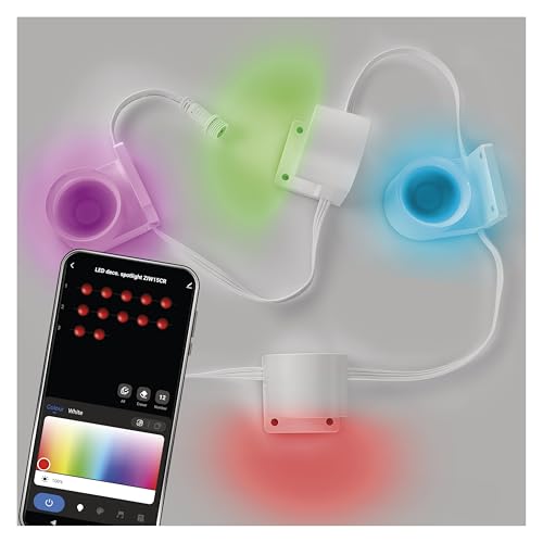 EMOS - Smart Spot-Wandleuchten, Erweiterungsteil 4 Stk - RGBIC+CCT LED-Downlights zum Aufkleben, dimmbar - 2,4 GHz WiFi-Ambientlicht, HandyApp, Sprachassistenten - Innen-Spots - weiß von EMOS