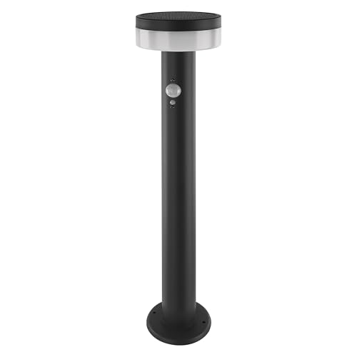 EMOS - Solar LED-Stehleuchte TERION mit Bewegungsmelder für Haus und Garten - wasserdichte Solar Wegeleuchte mit Sensor, Helligkeit 200lm, Warmweiß - Gehäuse aus Edelstahl zur Bodenmontage von EMOS