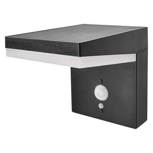 EMOS - Solar LED-Wandleuchte VEREA mit Bewegungsmelder für Haus und Garten - wasserdichte Solar Gartenbeleuchtung mit Sensor, Helligkeit 460lm, Warmweiß - Gehäuse aus Aluminium zur Wandmontage von EMOS