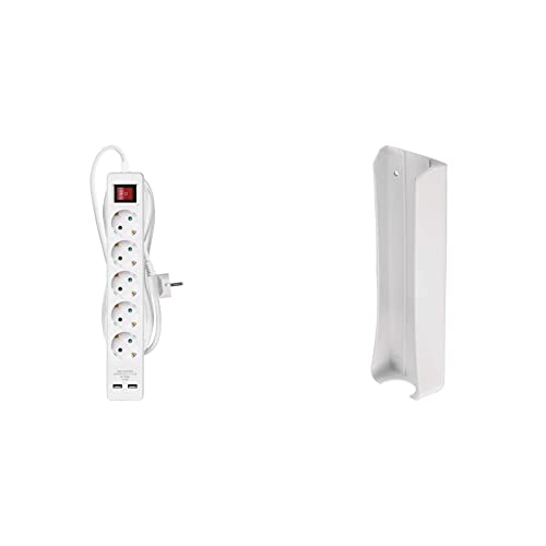 EMOS Steckdosenleiste mit USB, 5-Fach Mehrfachsteckdose und 2X 2.1 A Anschluss, 3 M Verlängerungskabel, IP20 für Innen, 2,1A Ladestrom & P0004C Steckdosenleisten-Wandhalterung, weiß EMOS Steckdosenleiste mit USB, 5-Fach Mehrfachsteckdose und 2X 2.1 A Anschluss, 3 M Verlängerungskabel, IP20 für Innen, 2,1A Ladestrom & P0004C Steckdosenleisten-Wandhalterung, weiß von EMOS