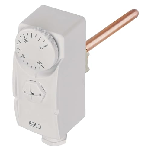 EMOS Thermostat mit Tauchhülse, mechanischer Thermostatregler für Heizungsanlagen und Kühlungssysteme, invasive und präzise Messwerte, Temperatur-Regelung 0-90°C, 230V, 16A/4A von EMOS