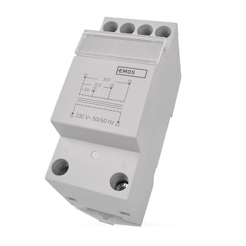 EMOS - Transformator für 2-Draht Türklingel - universaler Trafo 8 V, 12 V, 24 V - weißer Spannungswandler kompatibel mit Türgong P57101, P57102 - drahtgebunden, 0,3 A (8 W) von EMOS