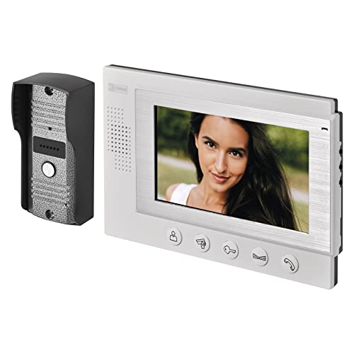 EMOS Video-Türsprechanlage/Video-Türklingel Set, wasserdichte 720p Kamera mit Nachtsicht + LCD-Monitor mit 7'' Farbdisplay, Intercom, Slots für 2 CCTV Kameras von EMOS
