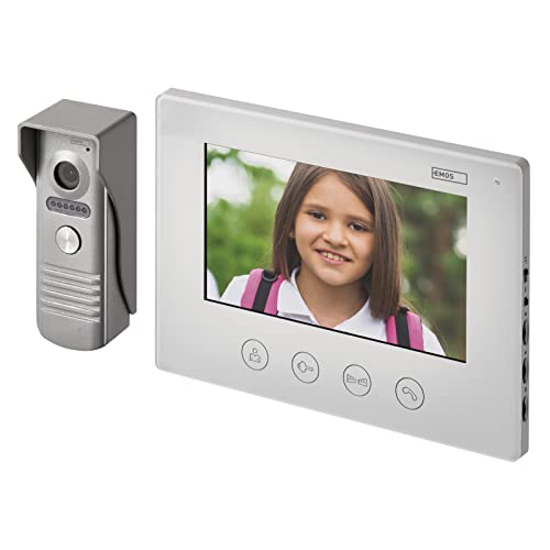 EMOS Video-Türsprechanlage mit WiFi/Video-Türklingel Set + App für Android/iOS, wasserdichte 720p Kamera mit Nachtsicht und LCD-Monitor mit 7'' Farbdisplay von EMOS