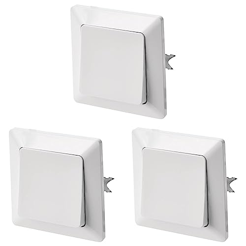 EMOS Wechselschalter in Weiss (Glanz), Lichtschalter mit einer Wippe, 250 V~/10 AX, Kunststoff, ohne Unterputzdose, Schutzklasse IP20 für Innen, 8 x 8 x 5 cm (Packung mit 3) von EMOS