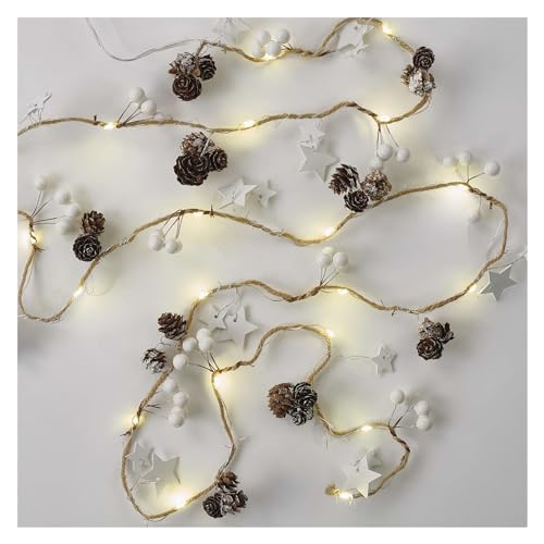 EMOS Weihnachtsgirlande mit 20 LEDs und Tannenzapfen, dekorative Lichtergirlande 170cm, 6/18 h Timer-Funktion, Batteriebetrieben (2x AA), Leuchtdauer 10.000 h, IP20 für Innenbereich von EMOS