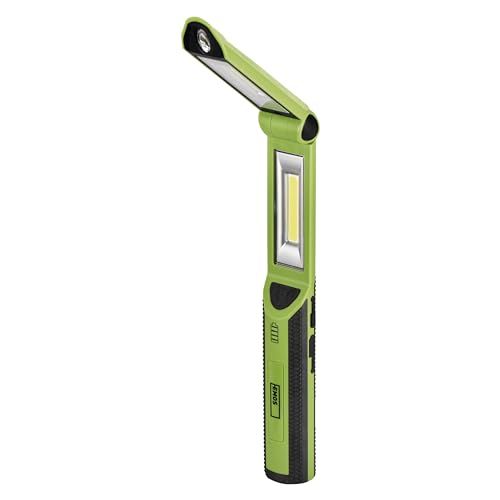 EMOS - aufladbare LED-Arbeitsleuchte ausklappbar mit Powerbank - 670lm, max. 40 m - 3 Leuchtmodi - 10 Stunden - USB-Kabel - für Hobbybastler und Außenbereich - grün-schwarz von EMOS