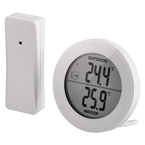 EMOS - digitales Thermometer mit Außensensor - Drahtloser Funk Sensor, Innen- und Außentemperatur, 80 m Reichweite, Memory Funktion - °C/°F - Tisch-/Wandhalterung - weiß von EMOS