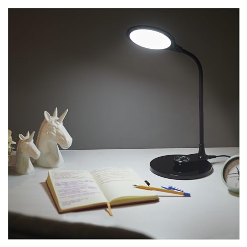 EMOS dimmbare LED Tischlampe RUBY 7W mit Wandhalterung und Memory, Helligkeit max. 500lm, Lichtfarbe einstellbar 3000/4000/6000K, flexibler Arm und 1,3m Netzkabel, CRI>80, Leuchtdauer 20000 h von EMOS