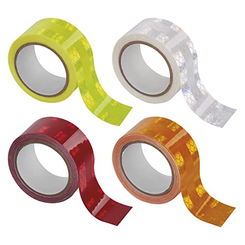 EMOS reflektierendes Klebeband, 12 Stk Reflexband/Reflektorband selbstklebend, 4 Farben, je 2,5cm x 2 m, Sichtbarkeit auf 200m Distanz, UV-beständig, Gummi-Klebstoff von EMOS