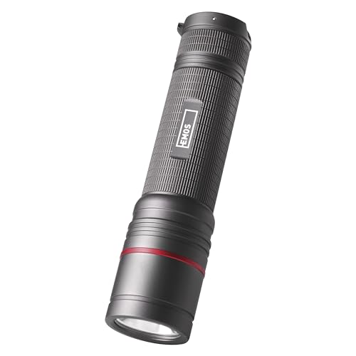 EMOS - aufladbare CREE-LED-Metall-Taschenlampe - 3 Lichtmodi - Ultibright 90 mit Fokus - stoßbeständig- wasserdicht - superhell 1200lm, max. 280m - Inkl. Band und Beutel - für Innen- und Außen- grau von EMOS