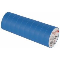 PVC-Isolierband Blau 10er Pack, 19mm x 20m, 0,13mm Bandstärke, selbstklebend, UV-beständig, wasserdichte Verbindung, F61924 - Emos von EMOS