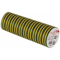 PVC-Isolierband Gelb-Grün 10er Pack, 15mmx10m, 0,13mm Bandstärke, selbstklebend, UV-beständig, wasserdichte Verbindung, F61515 - Emos von EMOS