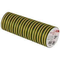 PVC-Isolierband Gelb-Grün 10er Pack, 19 mm x 20 m, 0,13mm Bandstärke, selbstklebend, UV-beständig, wasserdicht, F61925 - Emos von EMOS