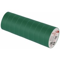 PVC-Isolierband Grün 10er Pack, 19mm x 20m, 0,13mm Bandstärke, selbstklebend, UV-beständig, wasserdichte Verbindung, F61929 - Emos von EMOS