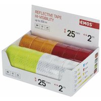 Reflektierendes Klebeband, 12 Stk Reflektorband selbstklebend, 4 Farben, je 2,5cm x 2 m, Sichtbarkeit auf 200m, UV-beständig, F6070 - Emos von EMOS