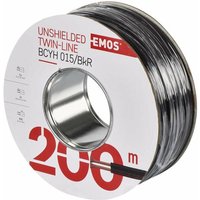 Kupferkabel 2 x 0,15 mm2, 200 Meter Zweidrahtleitung aus reinem Kupfer für Niederspannung, schwarz mit roter Polaritätskennzeichnung, S8130 - Emos von EMOS