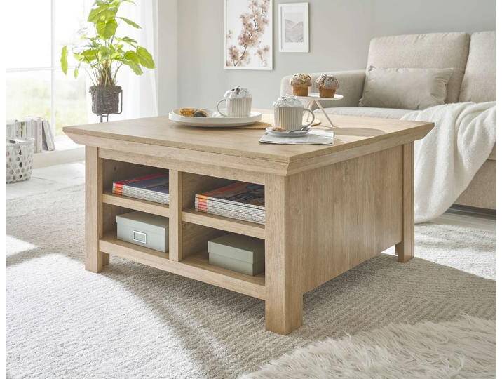 Couchtisch mit Stauraum 93x93 cm Eiche gebürstet Optik Cardiff von EMPINIO24
