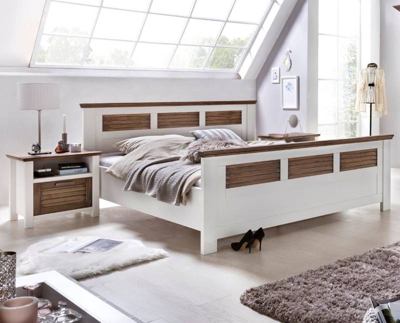 Doppelbett 160x200 Pinie weiß braun Laguna von Empinio24