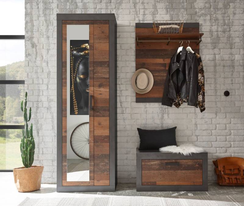 Garderoben-Set 3-teilig mit Schrank used-look QUEENS Nr. 2 von Empinio24