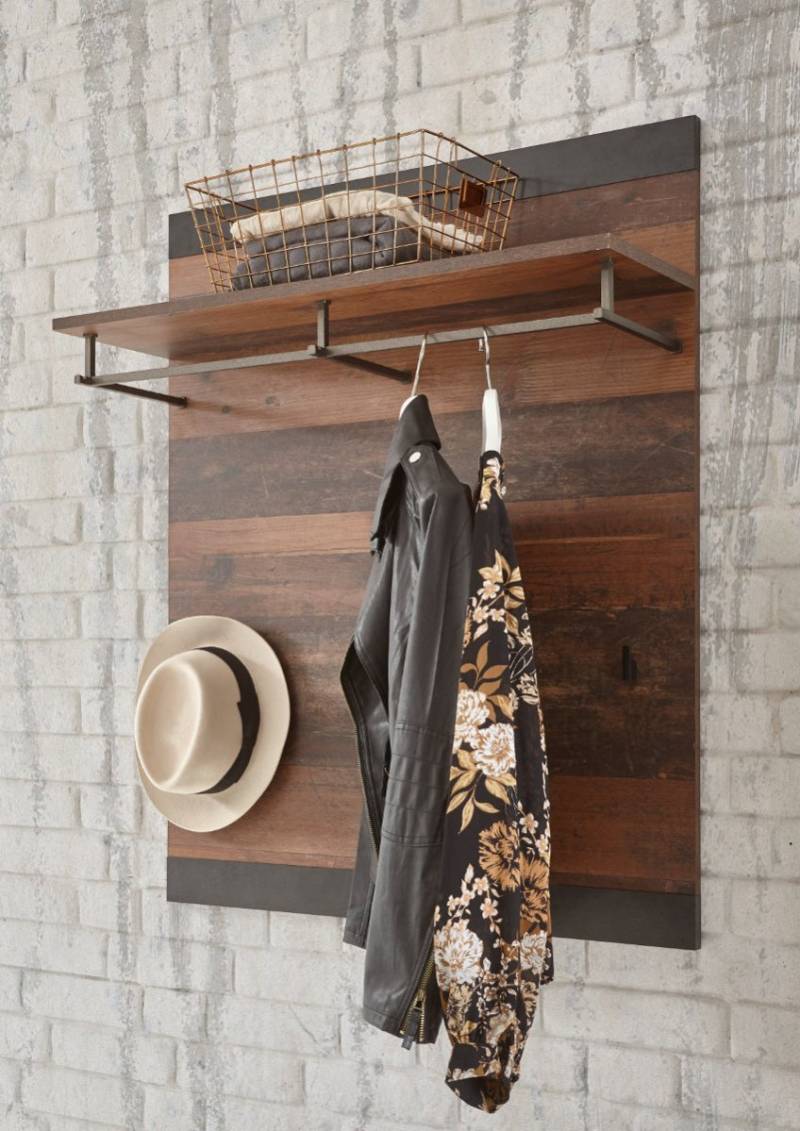 Garderobenpaneel 100x80 cm mit Stange und Haken used-look QUEENS von Empinio24