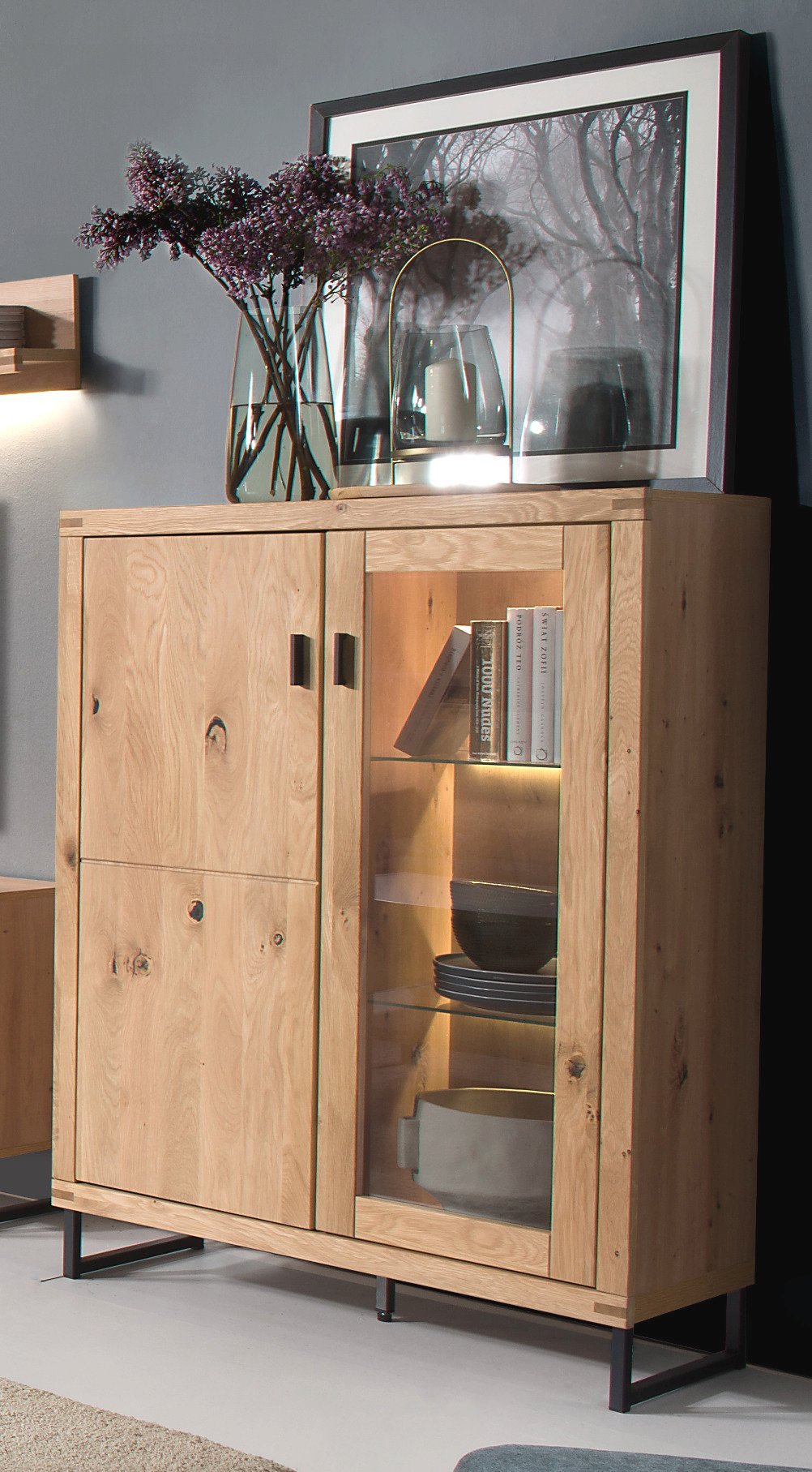 Highboard 2-türig Eiche bianco teilmassiv SERRA Highboard 2-türig Eiche bianco teilmassiv SERRA von Empinio24