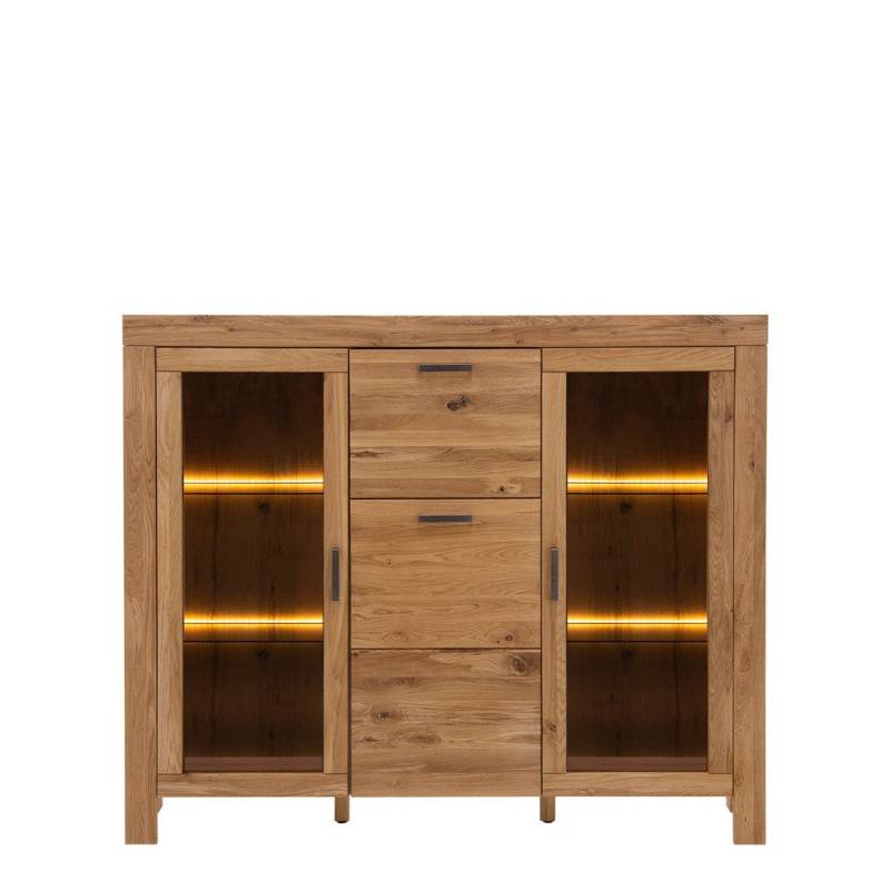 Highboard mit 3 Türen Eiche teilmassiv Andria von EMPINIO24