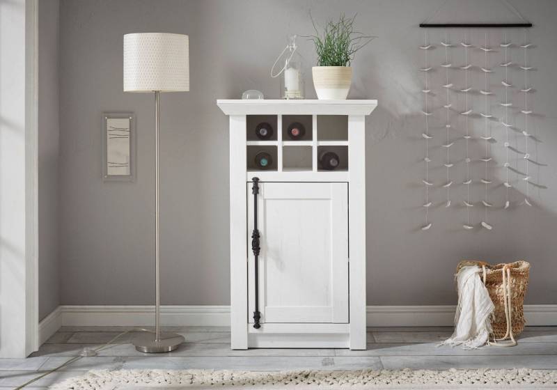 Kommode 63x100 cm 1-türig mit Flascheneinteilung weiß Pinie WALES von Empinio24