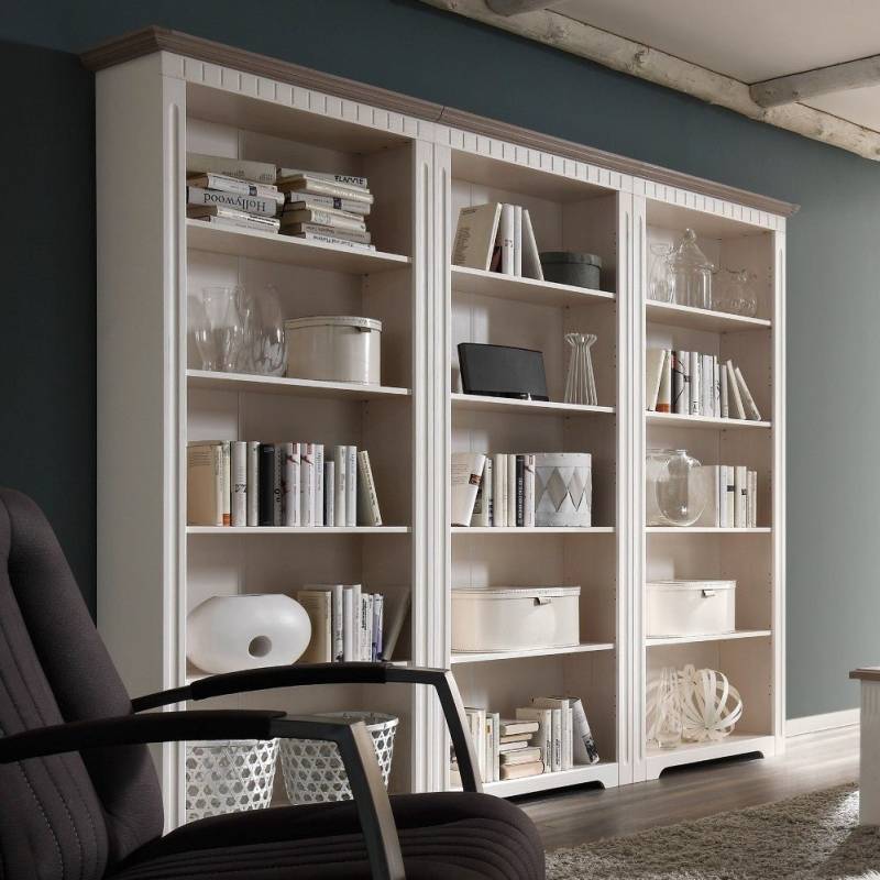 Regalwand Massivholz weiß 243 cm CORDOBA von Empinio24