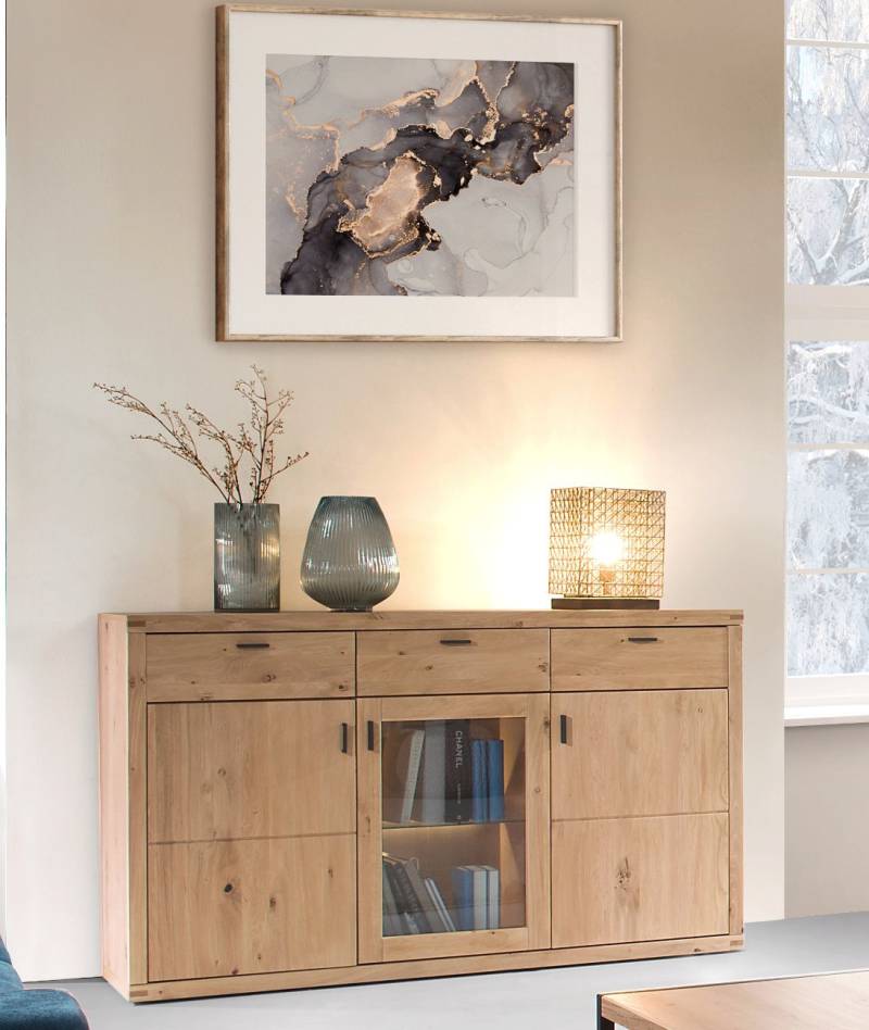 Sideboard 3-türig Eiche bianco teilmassiv SERRA von Empinio24