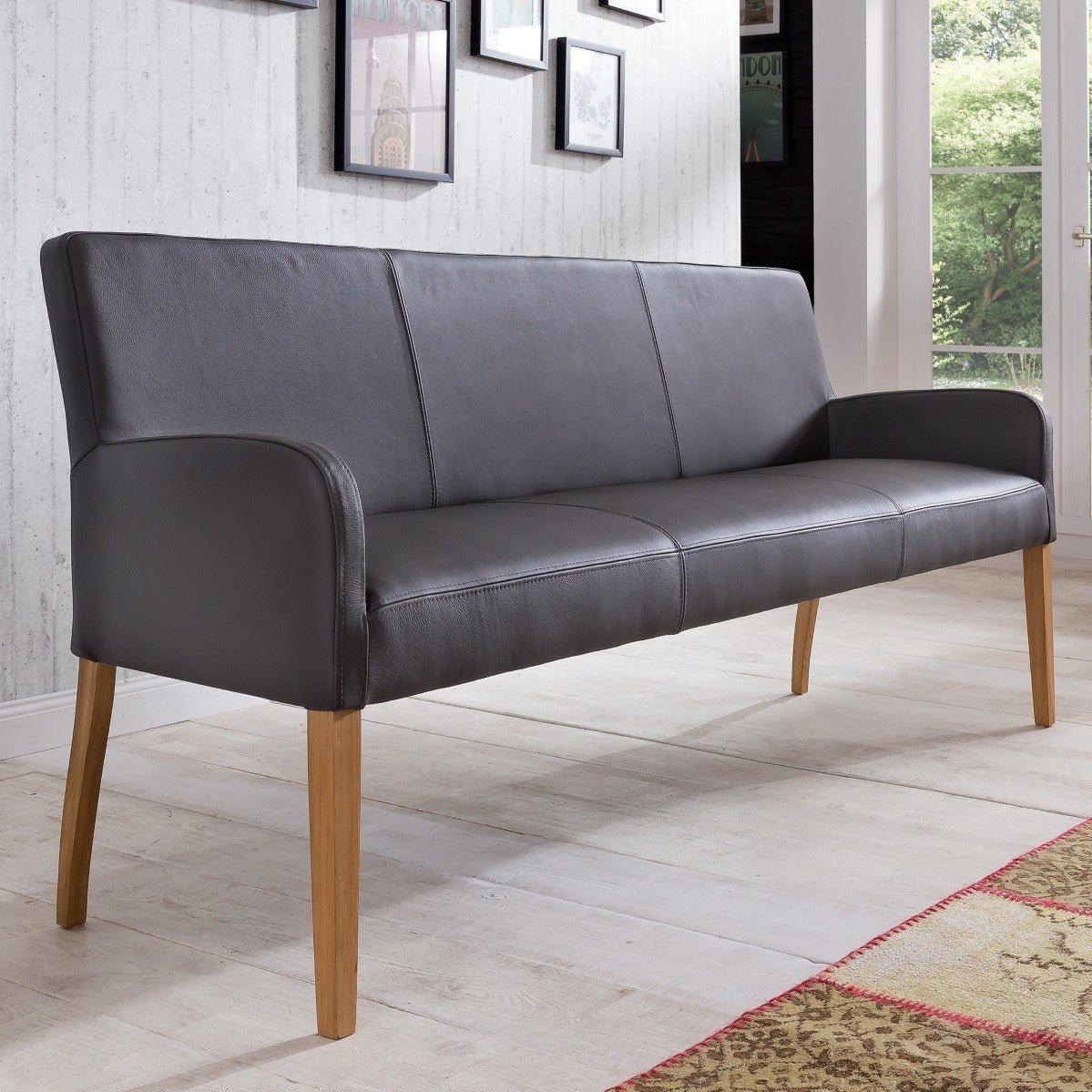 Sitzbank aus Leder 143 cm mit Holzgestell Alfo Sitzbank aus Leder 143 cm mit Holzgestell Alfo von Empinio24