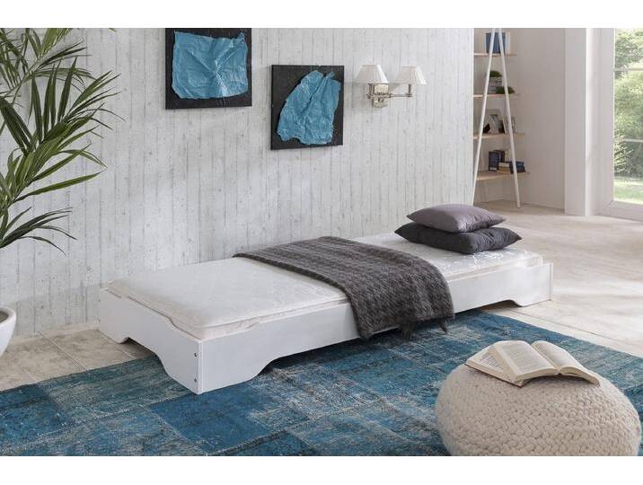 Stapelbett Gästebett 100x200 cm Kiefer massiv weiss Sylt von EMPINIO24