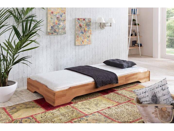 Stapelbett mit Matratze 90x200 Kernbuche massiv Juist von EMPINIO24