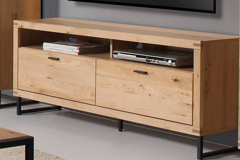 TV-Lowboard Eiche bianco teilmassiv 138 cm SERRA von Empinio24