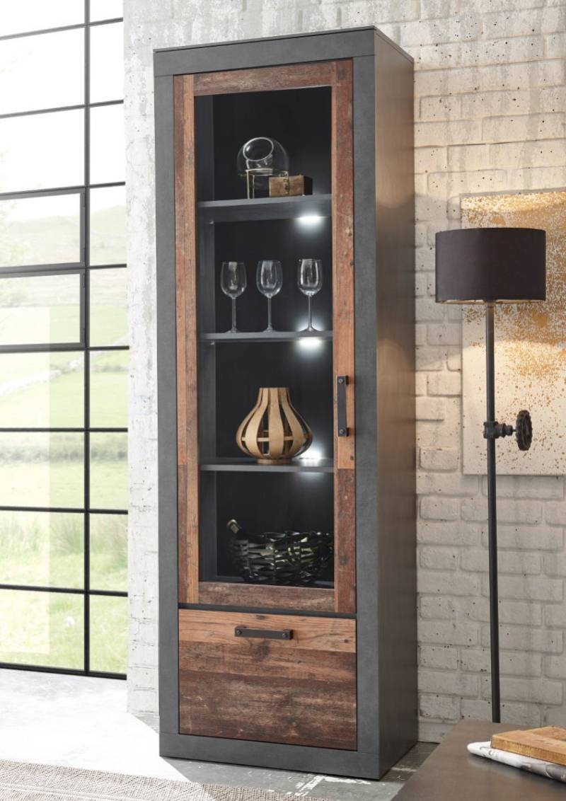 Vitrine 65x201 cm 2-türig used-look QUEENS von Empinio24