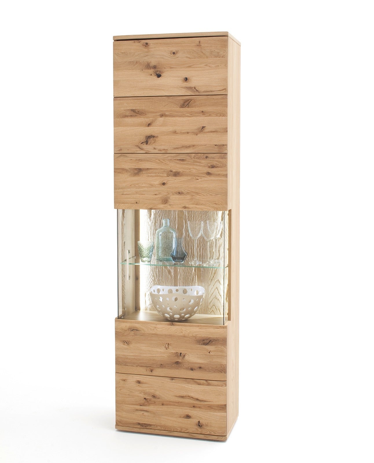 Vitrine Eiche bianco teilmassiv 60 cm rechts Santa Fe von EMPINIO24