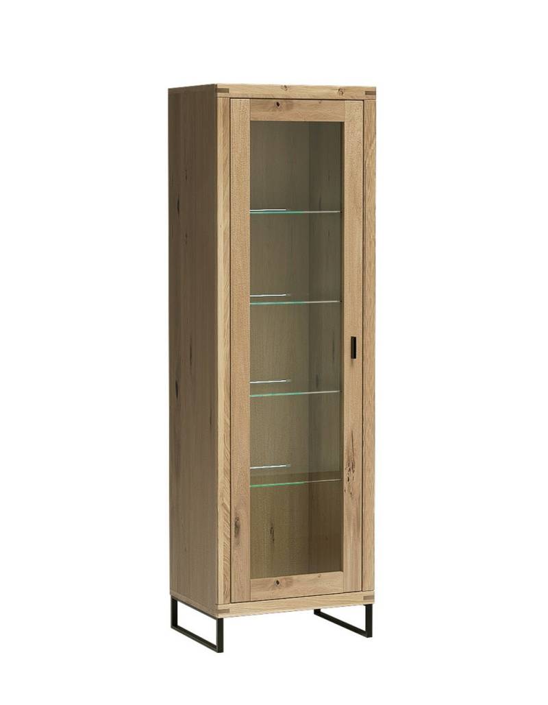 Vitrine schmal 1-türig links Eiche bianco teilmassiv SERRA von Empinio24