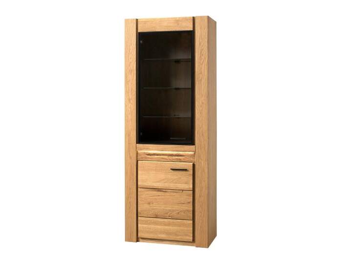 Vitrine schmal links 75 cm Volo Eiche teilmassiv geölt von EMPINIO24