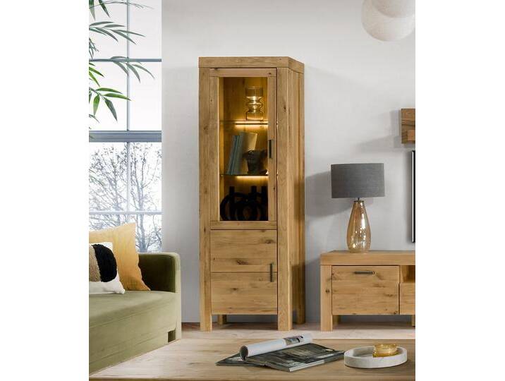 Vitrine schmal mit 2 Türen links Eiche teilmassiv Andria Vitrine schmal mit 2 Türen links Eiche teilmassiv Andria von EMPINIO24