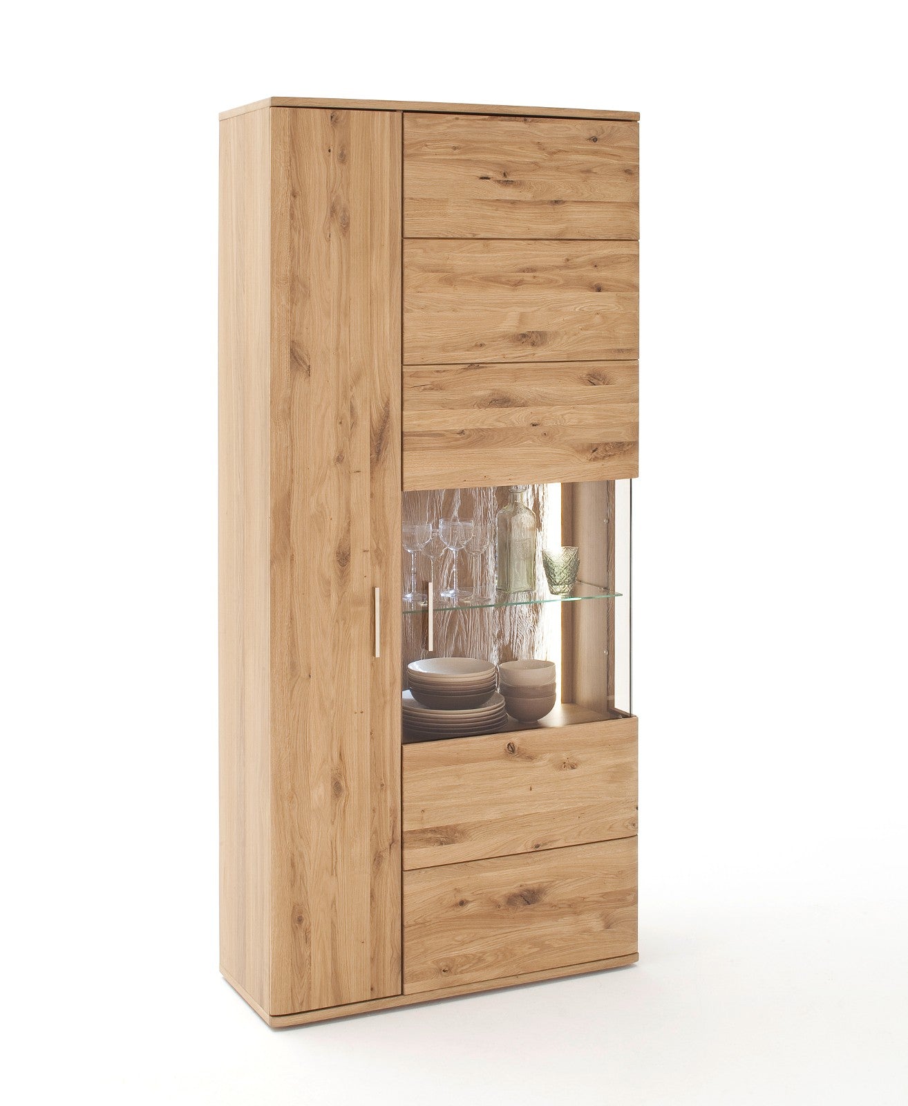 Vitrinenschrank Eiche Bianco teilmassiv 90 cm Santa Fe Vitrinenschrank Eiche Bianco teilmassiv 90 cm Santa Fe von Empinio24