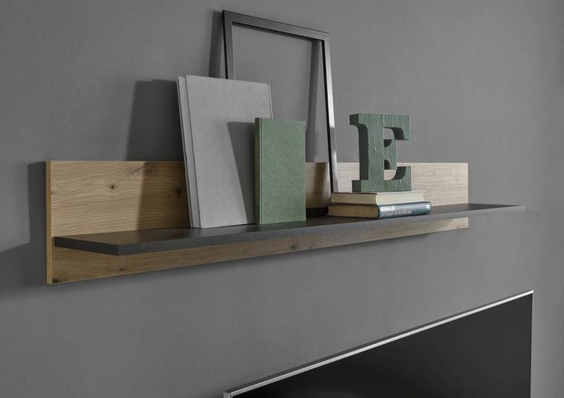 Wandboard mit Ablageboden 138x20 cm Eiche Graphit CORATO von Empinio24