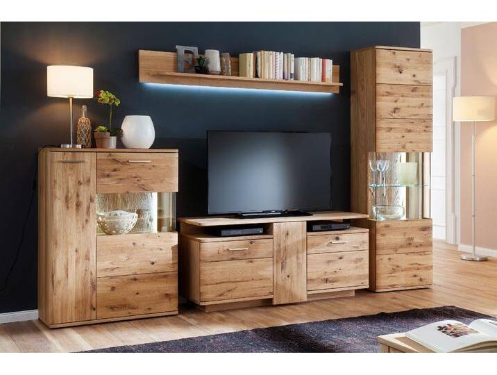 Wohnwand Eiche bianco teilmassiv 320 cm Nr.11 Santa Fe von EMPINIO24