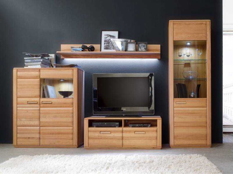 Wohnwand Kernbuche 319 cm Nr.11 Sanremo von Empinio24